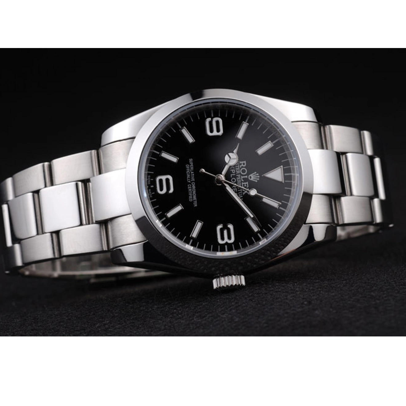 Aaa fake watches Dial Black Steel Polished Explorer 98087 Stainless Rolex 0730